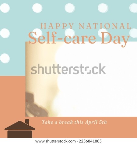 Composition of national self-care day text and copy space over pattern background. National self-care day and mental health awareness concept digitally generated image.
