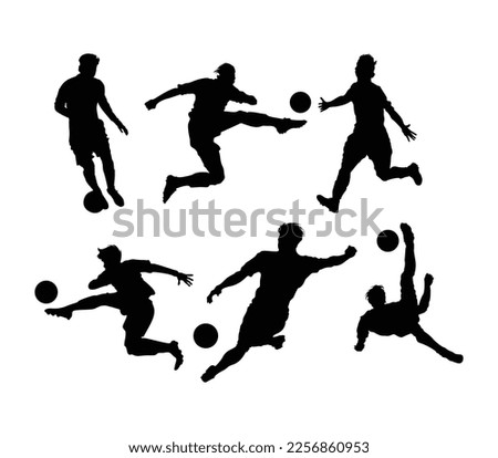 Man playing football, silhouette illustration vector tournament soccer worldcup element team bundle set editable