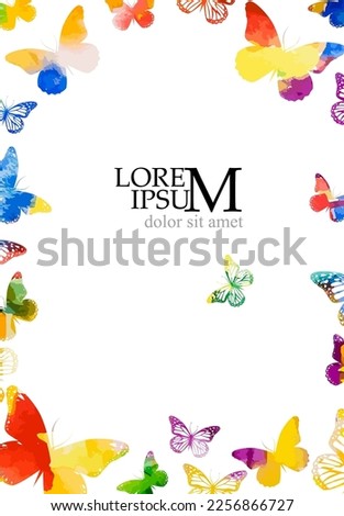 Frame with colorful butterflies. Vector illustration