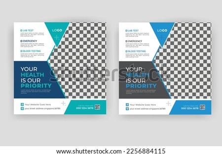 medical social media post design template with vector