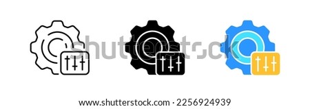 Personal settings icon set. Sliders, repair, research, mechanism, pans, personalization, options, builder, research, fix, tune, sort. The concept of parameters. vector line icon in different styles Royalty-Free Stock Photo #2256924939