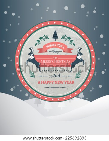 Digitally generated Merry christmas and happy new year vector