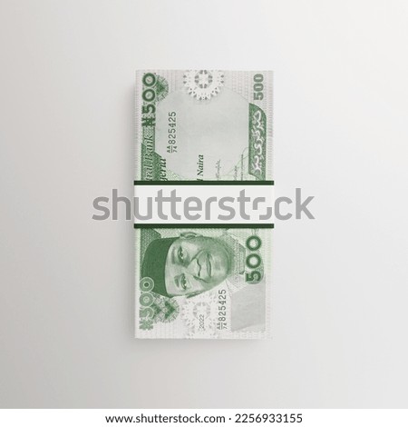 Aerial view of 500 Naira notes on background Royalty-Free Stock Photo #2256933155