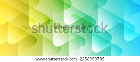 3D blue geometric abstract background overlap layer on bright space with rounded triangles effect. Minimalist graphic design element colorful style concept for banner, flyer, card, or brochure cover Royalty-Free Stock Photo #2256953705