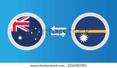 round icons with Australia and Nauru flag exchange rate concept graphic element Illustration template design
