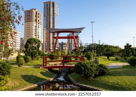 Riugi Kojima Square in Sao Jose dos Campos, Brazil. Japanese monument and garden Royalty-Free Stock Photo #2257012557