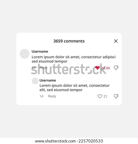 Mobile app. Comment window. Vector illustration.	 Royalty-Free Stock Photo #2257020533