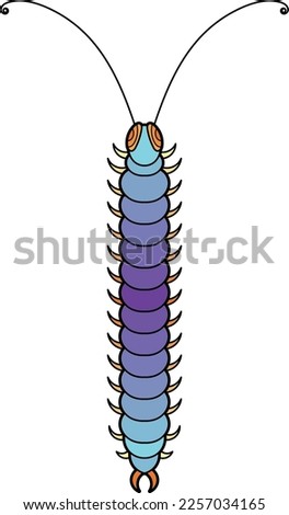 Centipede icon. Color stylized animal. Decorative insect