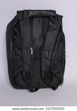 Black color ether trveling bag back side view isolated white background mock up