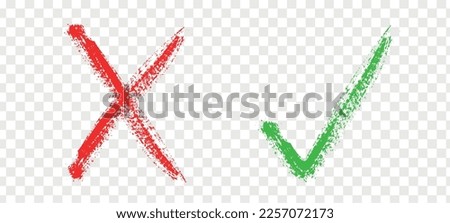 Right green and wrong red icon. Ok and x mark. Yes and No answers check. true tick or false cross icon. Vector illustration