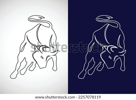 Line art bull logo, Bull logo design vector template,