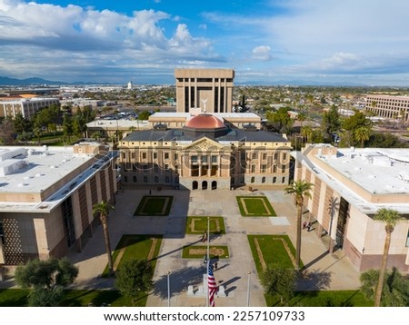 Arizona State Capitol, State Senate and House of Representatives building aerial view in city of Phoenix, Arizona AZ, USA.  Royalty-Free Stock Photo #2257109733