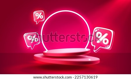 Mega sale special offer, Stage podium percent, Stage Podium Scene with for Award, Decor element background. Vector illustration Royalty-Free Stock Photo #2257130619