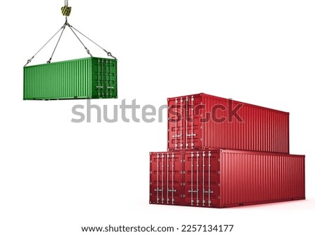 Cargo container loading Isolated On white background 3d render Royalty-Free Stock Photo #2257134177