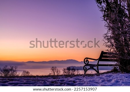 typical old wooden bench - parkbench - photo Royalty-Free Stock Photo #2257153907