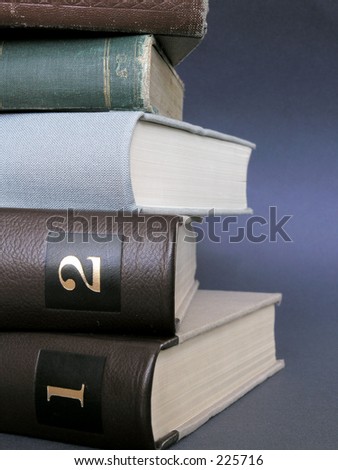 stack of books in library book