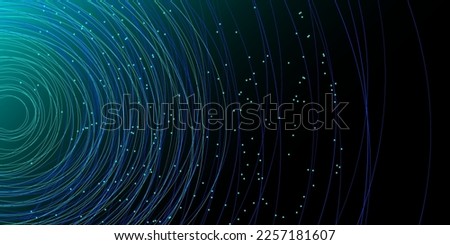 Random interweaving of lines and dots on a black background. Technological background for design on the topic of artificial intelligence, neural networks, big data. Royalty-Free Stock Photo #2257181607