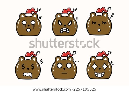 	
Bear wear Christmas Hat Expression Vector Collection
