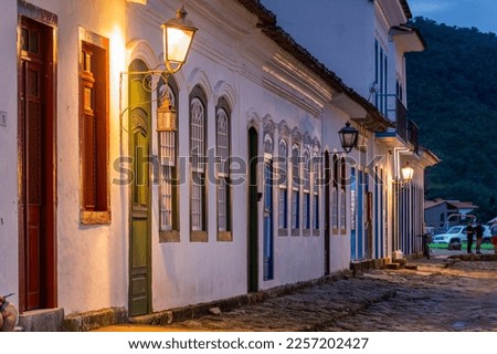 Beautiful old historic colonial houses and street in Paraty, Rio de Janeiro, Brazil Royalty-Free Stock Photo #2257202427