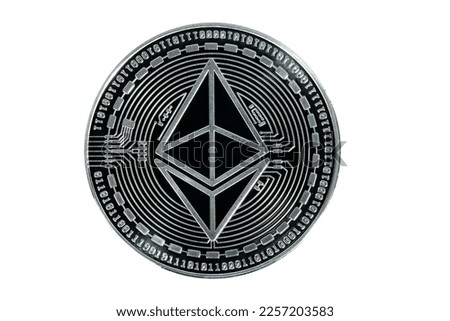 Symbol picture Cryptocurrency, digital currency, silver coin Ethereum, cutout