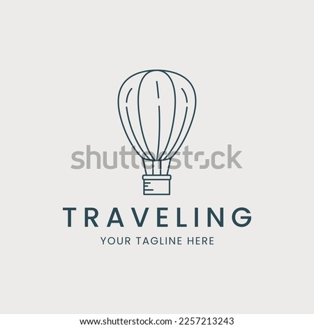traveling linear logo vector template illustration design. air balloon logo concept design