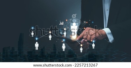 Human resources concept, Businessman touching virtual interface, HR management Recruitment Employment, Performance, Management and recruitment and employees selection. Royalty-Free Stock Photo #2257213267