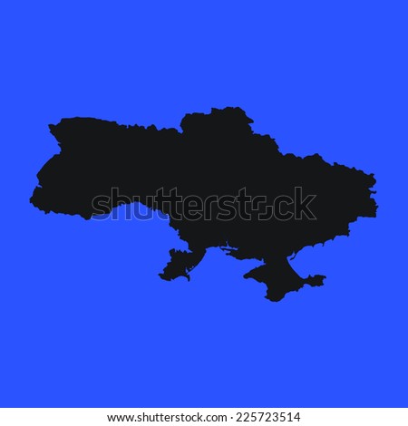 Blue Silhouette of the Country Ukraine