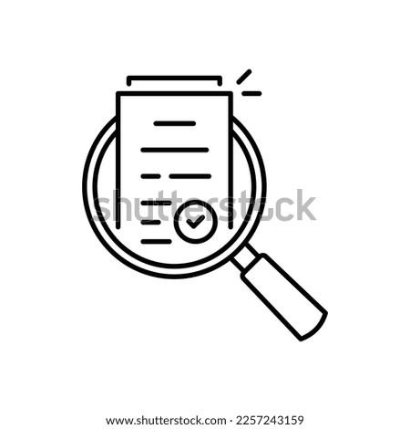 review thin line icon like assesment or audit. stroke trend modern paperwork logotype graphic linear design isolated on white. concept of analyze project or market regulatory or bank statement list Royalty-Free Stock Photo #2257243159