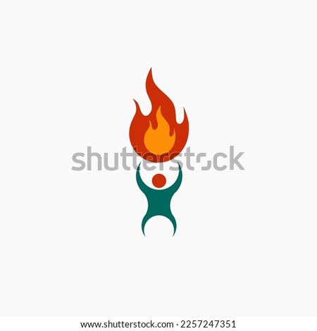 man supporting fire logo vector