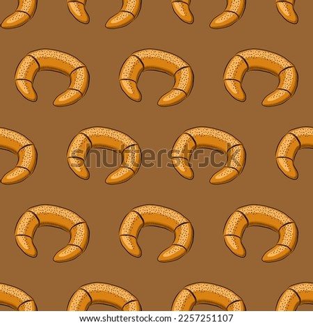 BEIGE SEAMLESS VECTOR BACKGROUND WITH SWEET BAGELS
