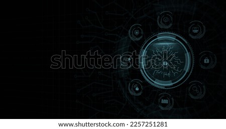 Composition of online security padlock icon and copy space on black background. Global online security, computing and data processing concept digitally generated image.