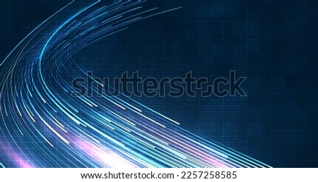 Blue light streak, fiber optic, speed line, futuristic background for 5g or 6g technology wireless data transmission, high-speed internet in abstract. internet network concept. vector design. Royalty-Free Stock Photo #2257258585