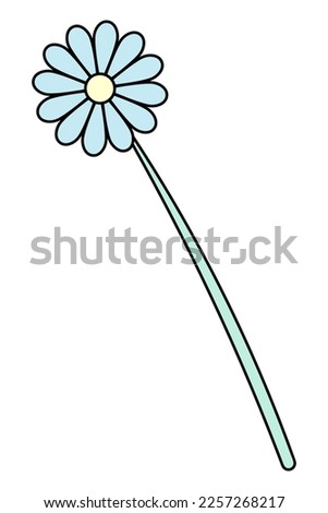 Flower. Blossoming blue petals. Flowering plant. Color vector illustration. Cartoon style. Isolated background. Idea for web design.