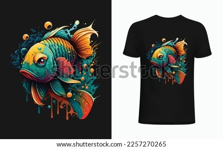 Colorful, abstract graffiti style illustration of a fish. Original vector illustration for print design