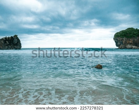 Beautiful beach scenery at Baron Beach or in Gunung Kidul Jogja, Indonesia.
