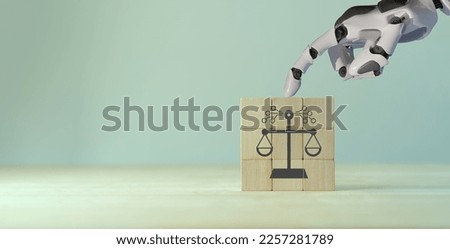AI ethics or AI Law concept. Developing AI codes of ethics. Compliance, regulation, standard , business policy and responsibility for guarding against unintended bias in machine learning algorithms.  Royalty-Free Stock Photo #2257281789