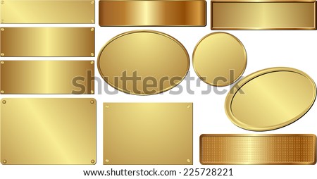 set of isolated golden plaques