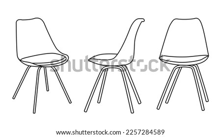 Chair editable vector illustration on white background. chair Line art, clip art, Office Chair,  Hand-drawn design elements.