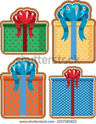 Christmas gift box gingerbread cookies collection illustration