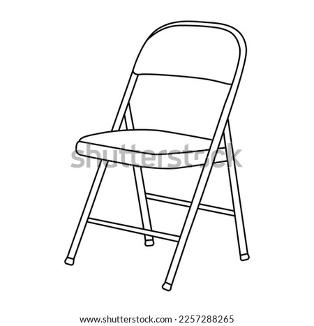 Folding Chair, Portable Chair editable vector illustration on white background. chair Line art, clip art, Hand-drawn design elements.