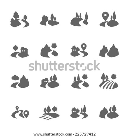 Simple Set of Land Related Vector Icons for Your Design. Royalty-Free Stock Photo #225729412