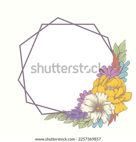 beautiful spring flowers with frame border
