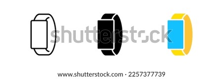 Smart watch line icon. Sensors, motion, sports, time, notifications, calories, distance. step counter, bluetooth, heart rate. Vector icon in line, black and color style on white background