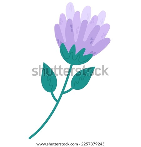 Simple vector hand draw flowers with branches and leafs naturals. Spring flower elements.