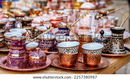 Ornate Turkish tea and coffee sets 