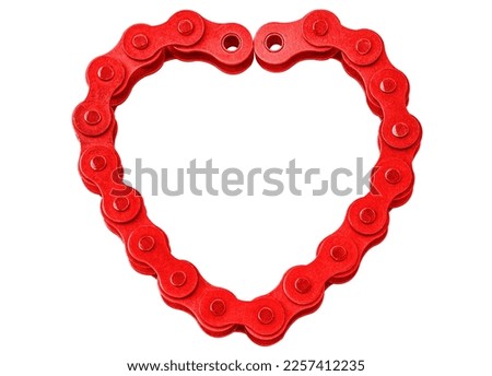 The red heart-shaped iron chain on a white background.