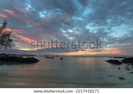 Sunset on Mauritius. Ocean background