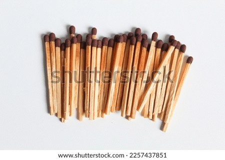 Match or matchstick, isolated on white background, flat lay or top view Royalty-Free Stock Photo #2257437851