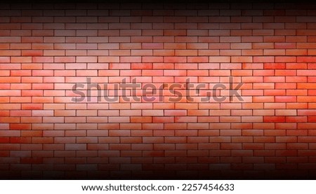 The old red and white brick wall background is an abstract pattern background. Floor above and below, gradient vignetting (panorama)
With copy space.