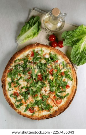 Italian pizza on a beautiful decorative background